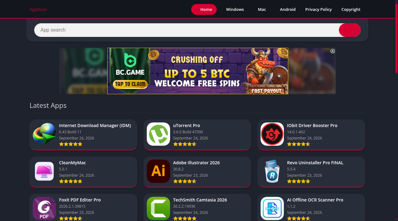 Screenshot of appdoze.net