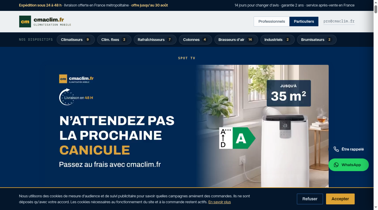 Screenshot of cmaclim.fr