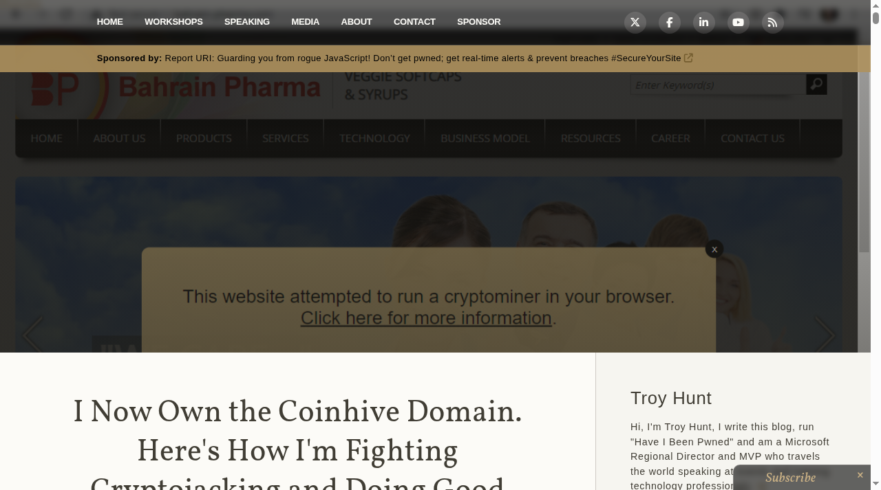 Screenshot of coinhive.com