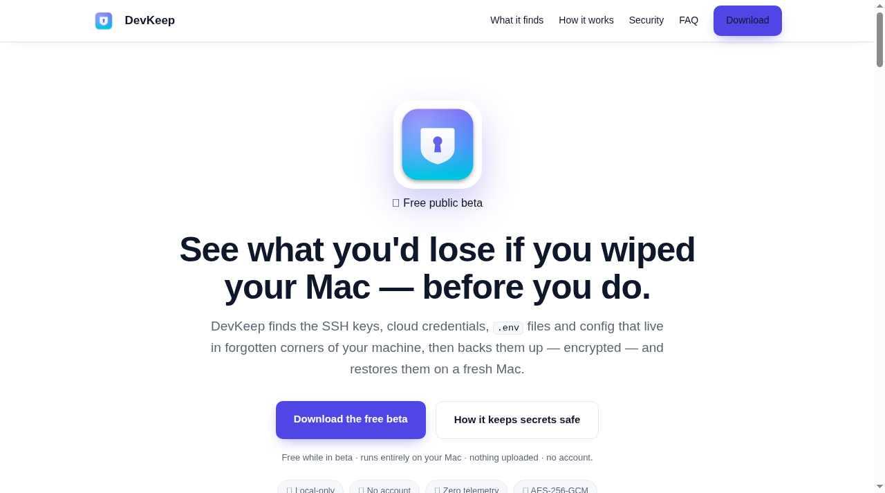 Screenshot of devkeep.app