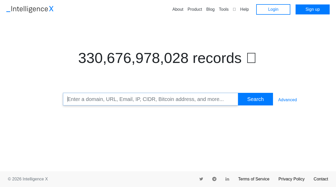 Screenshot of intelx.io