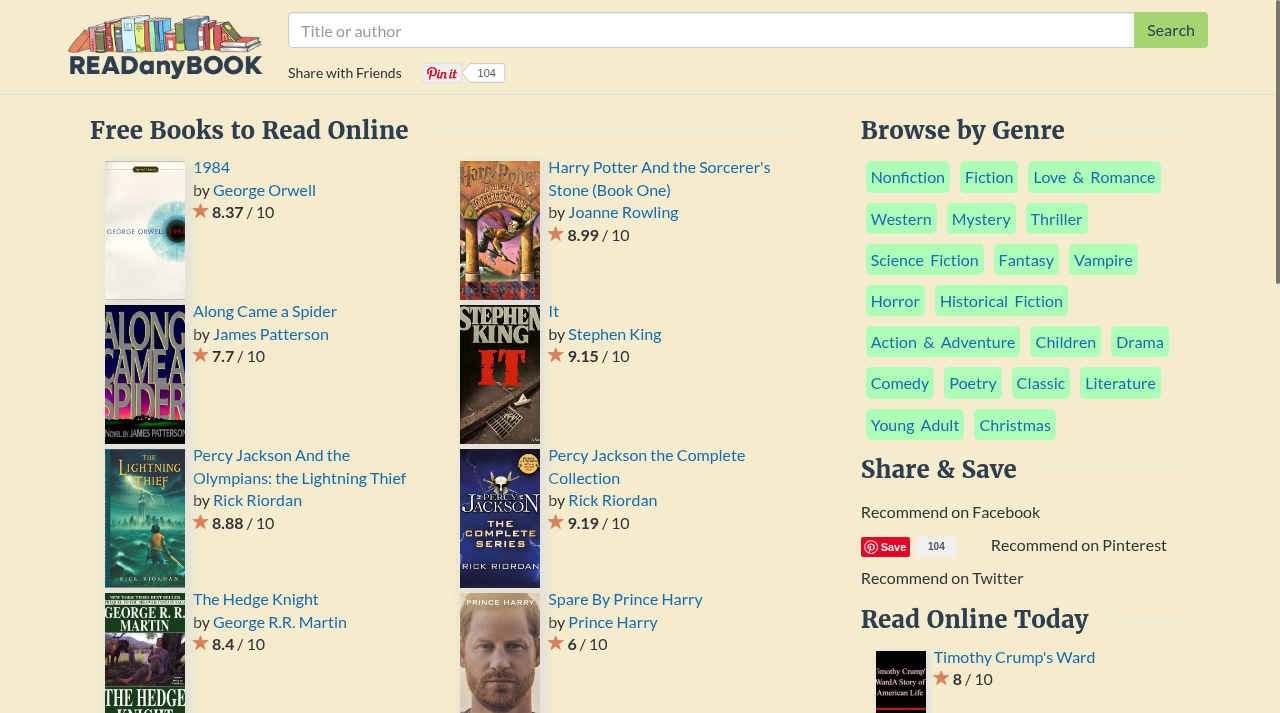 Screenshot of lib.readanybook.com
