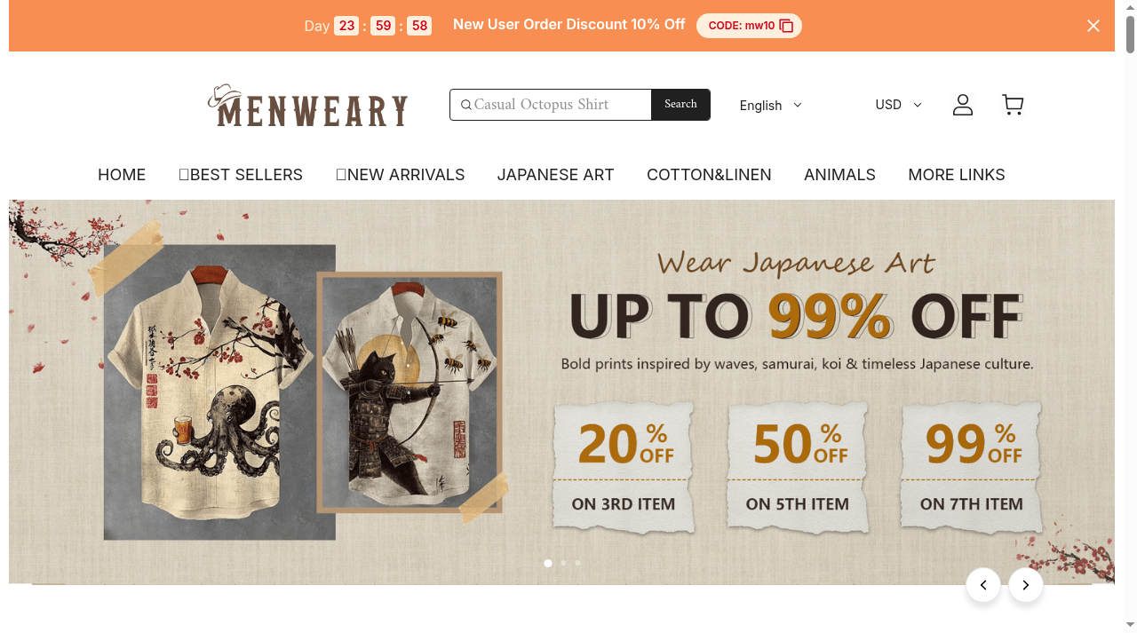 Screenshot of menweary.com