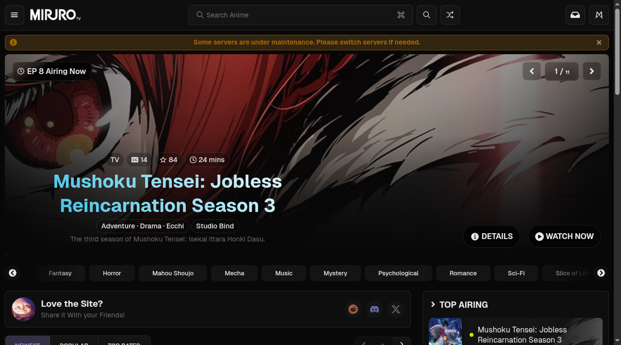 Screenshot of miruro.to