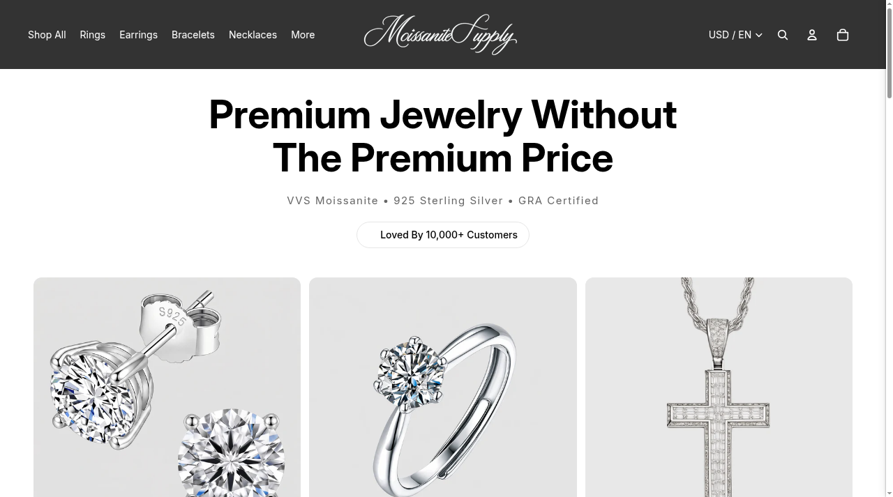 Screenshot of moissanitesupply.net
