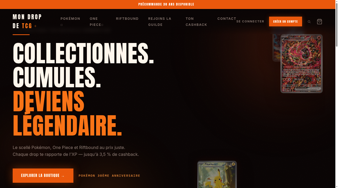 Screenshot of mondropdetcg.fr
