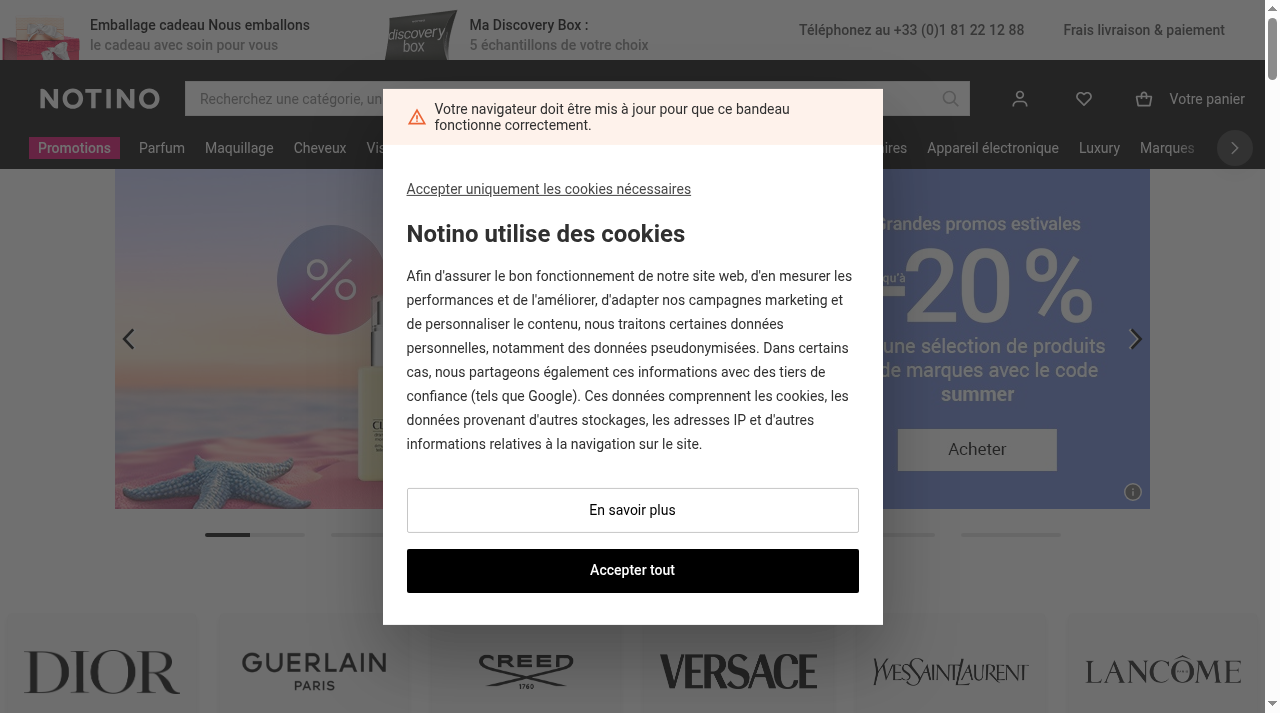 Screenshot of notino.fr