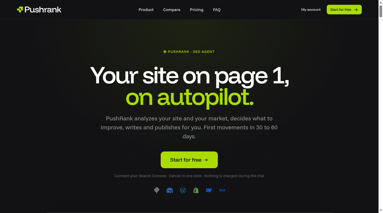 Screenshot of pushrank.io