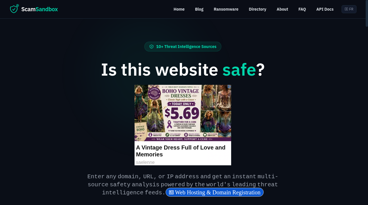 Screenshot of scamsandbox.com