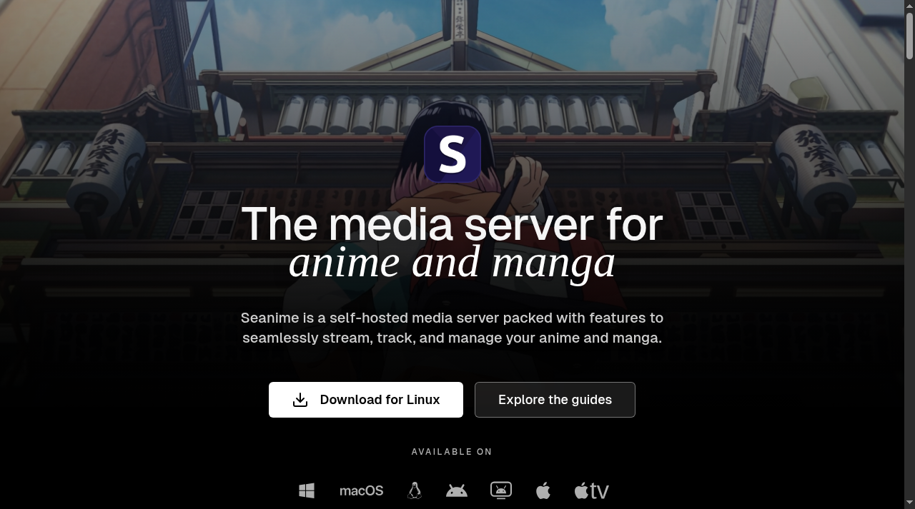 Screenshot of seanime.app